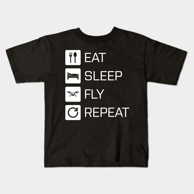 Eat Sleep Fly Repeat Kids T-Shirt by NVDesigns